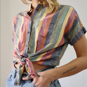 Madewell Rainbow Tie Button Up T
